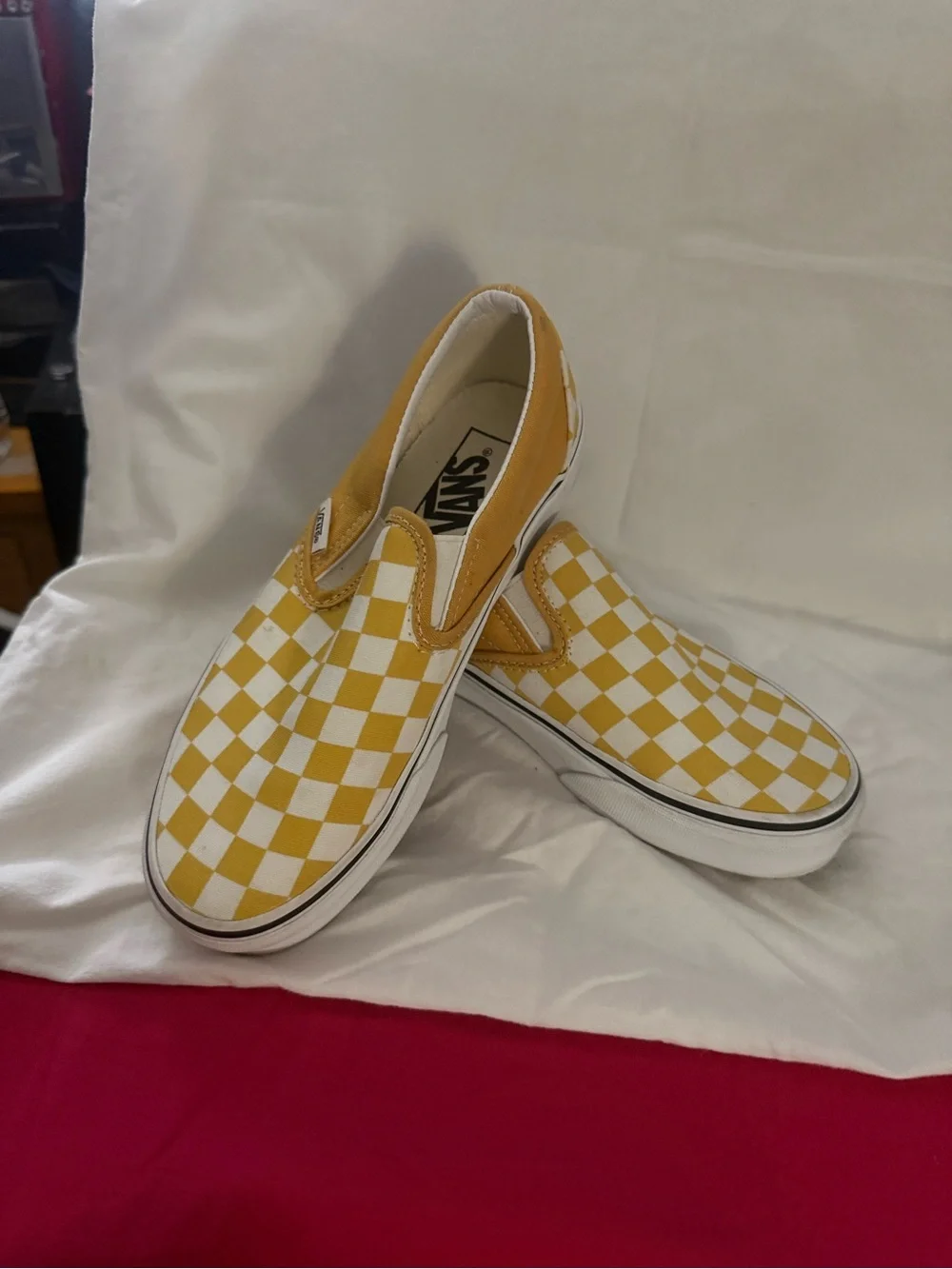 Women’s Vans Classic Checkerboard Slip-On Sneakers - Yellow & White